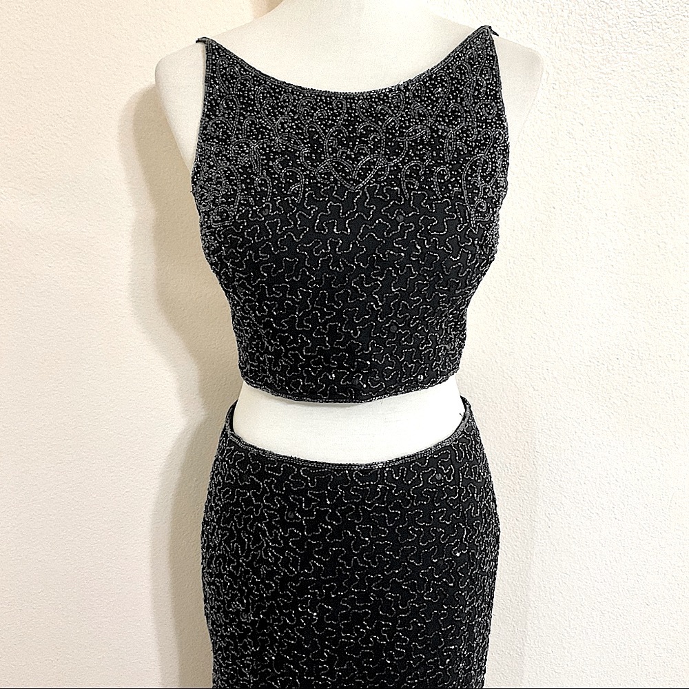 Vintage Andretta Donatello Backless Sequin Beaded Skirt Set Maxi - Picture 5 of 15